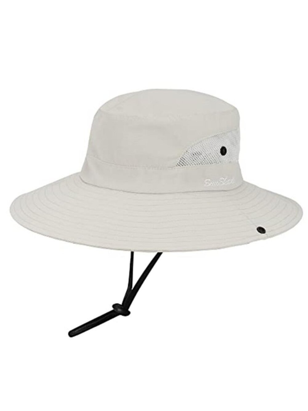 Beige Wide Brim Sun Hat Women UV Protection Ponytail Beach Fishing Hat - Picture 7 of 7